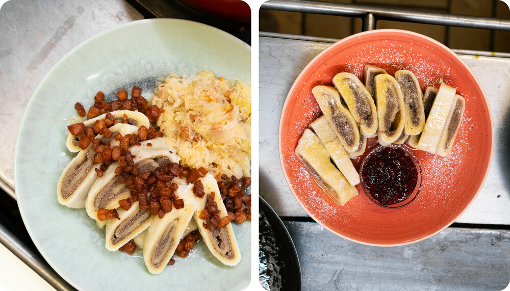 Gefüllte Buchweizennudeln mit Grammeln und Sauerkraut oder mit Staubzucker und Preiselbeermarmelade | © Land schafft Leben