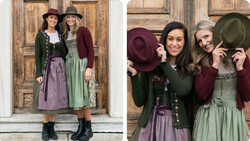 Portrait von cookingCatrin und Maria Fanninger im Dirndl und mit Hut | © Land schafft Leben