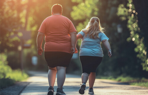 Übergewichtige Menschen gehen spazieren | © Adobestock