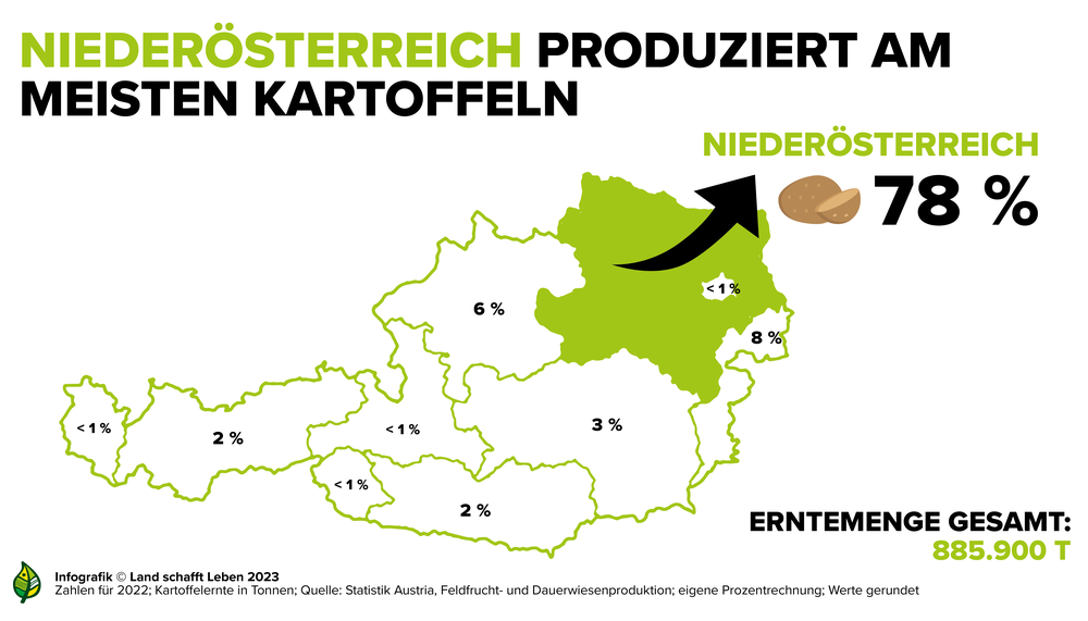 Infografik zu Niederösterreich als größtem Kartoffelerzeuger Österreichs | © Land schafft Leben